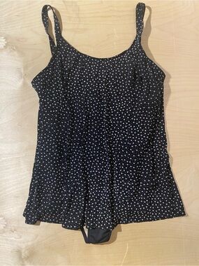 Basic Edition Black Floral Spaghetti Strap Swim Suit 24W (SE)